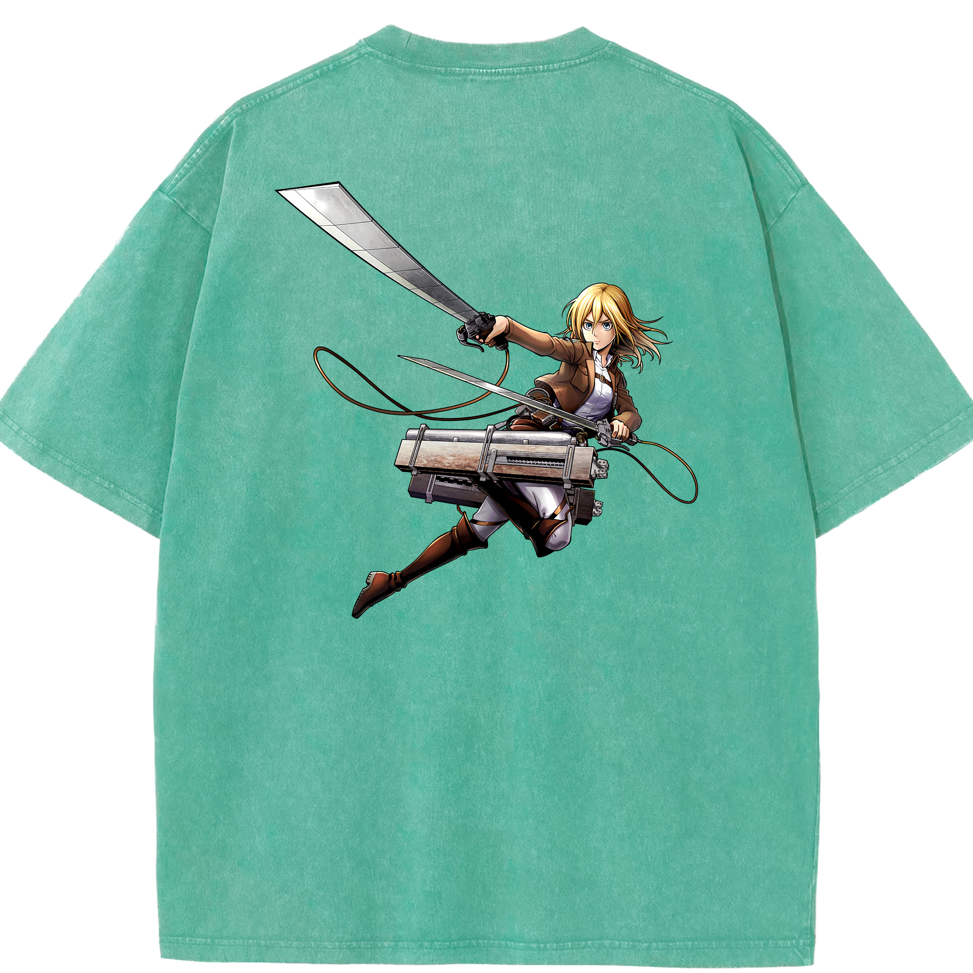 （画像用） 進撃の巨人 クリスタ·レンズ Attack on Titan Christa Lenz 綿100% ヴィンテージ風 半袖Tシャツ（背面プリント）